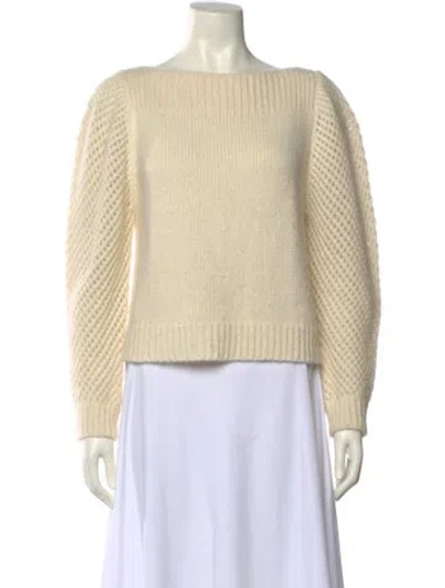 Pre-owned Loveshackfancy Baby Alpaca Bateau Neckline Sweater In Neutral