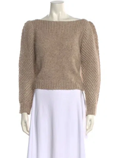 Pre-owned Loveshackfancy Baby Alpaca Bateau Neckline Sweater In Neutral