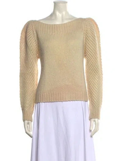 Pre-owned Loveshackfancy Baby Alpaca Bateau Neckline Sweater In Neutral