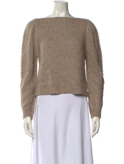 Pre-owned Loveshackfancy Baby Alpaca Bateau Neckline Sweater In Neutral