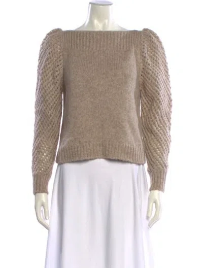 Pre-owned Loveshackfancy Baby Alpaca Bateau Neckline Sweater In Neutral
