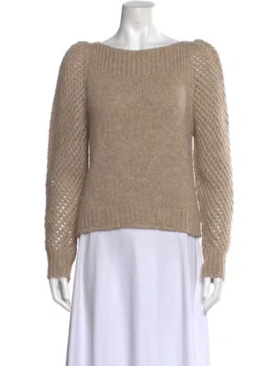 Pre-owned Loveshackfancy Baby Alpaca Bateau Neckline Sweater In Neutral