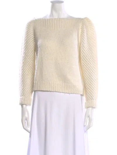 Pre-owned Loveshackfancy Baby Alpaca Bateau Neckline Sweater In Neutral