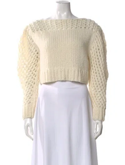 Pre-owned Loveshackfancy Baby Alpaca Bateau Neckline Sweater In Neutral