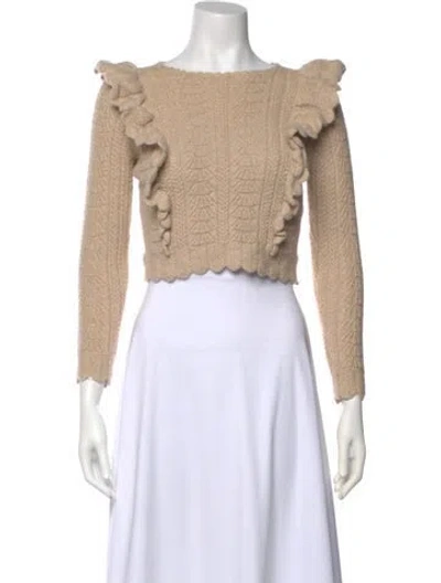 Pre-owned Loveshackfancy Baby Alpaca Bateau Neckline Sweater In Neutral
