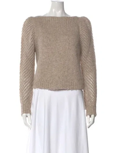 Pre-owned Loveshackfancy Baby Alpaca Bateau Neckline Sweater In Neutral