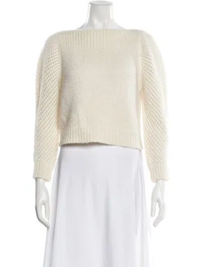 Pre-owned Loveshackfancy Baby Alpaca Bateau Neckline Sweater In Neutral