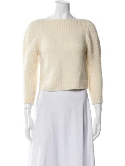 Pre-owned Loveshackfancy Baby Alpaca Bateau Neckline Sweater In Neutral