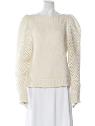 Pre-owned Loveshackfancy Baby Alpaca Bateau Neckline Sweater In Neutral