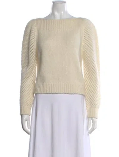 Pre-owned Loveshackfancy Baby Alpaca Bateau Neckline Sweater In Neutral