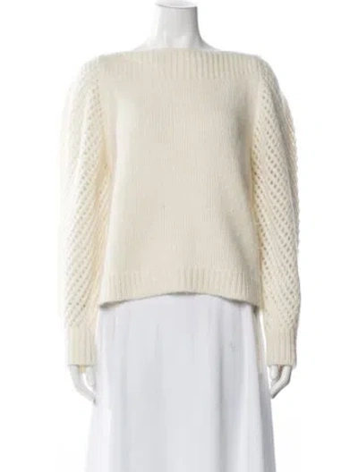 Pre-owned Loveshackfancy Baby Alpaca Bateau Neckline Sweater In Neutral
