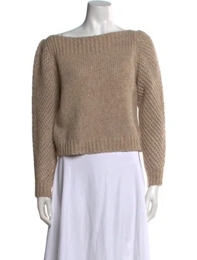 Pre-owned Loveshackfancy Baby Alpaca Bateau Neckline Sweater In Neutral