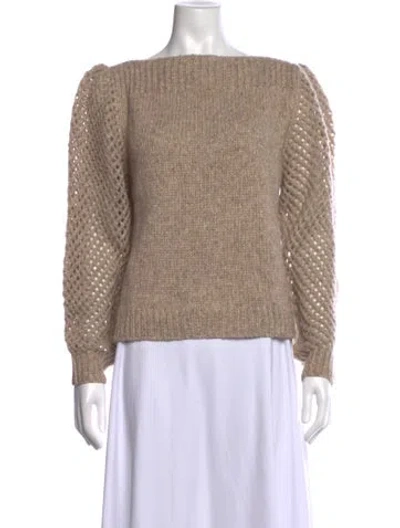 Pre-owned Loveshackfancy Baby Alpaca Bateau Neckline Sweater In Neutrals