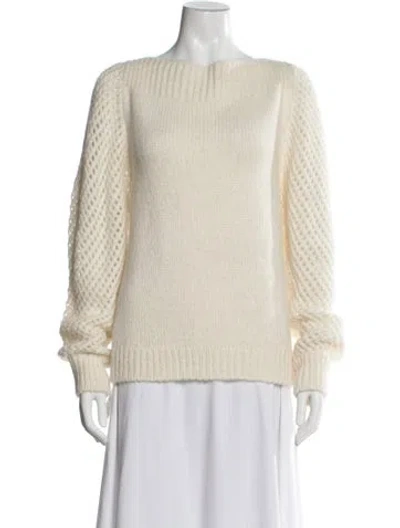 Pre-owned Loveshackfancy Baby Alpaca Bateau Neckline Sweater In Neutrals