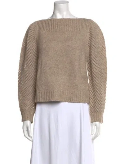 Pre-owned Loveshackfancy Baby Alpaca Bateau Neckline Sweater In Neutrals