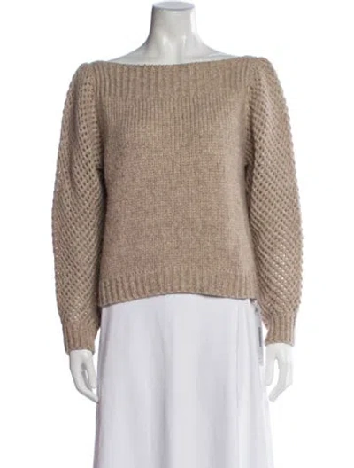 Pre-owned Loveshackfancy Baby Alpaca Bateau Neckline Sweater In Neutrals