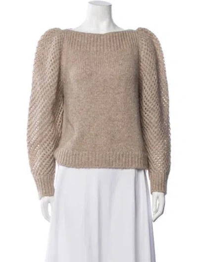 Pre-owned Loveshackfancy Baby Alpaca Bateau Neckline Sweater In Neutrals