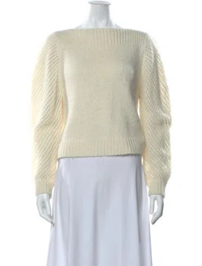 Pre-owned Loveshackfancy Baby Alpaca Bateau Neckline Sweater In Neutrals