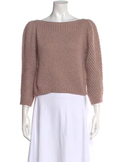 Pre-owned Loveshackfancy Baby Alpaca Bateau Neckline Sweater In Pink