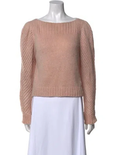 Pre-owned Loveshackfancy Baby Alpaca Bateau Neckline Sweater In Pink