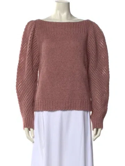Pre-owned Loveshackfancy Baby Alpaca Bateau Neckline Sweater In Pink