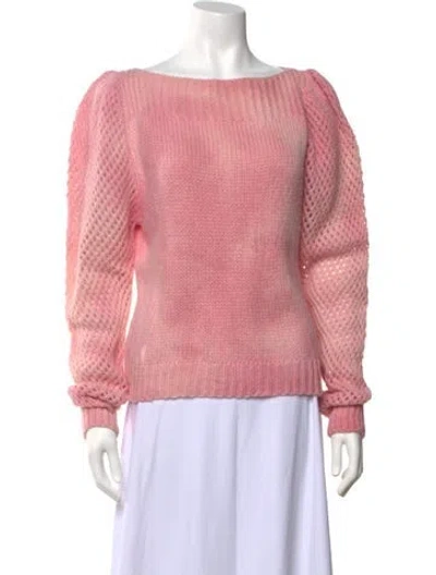 Pre-owned Loveshackfancy Baby Alpaca Bateau Neckline Sweater In Pink