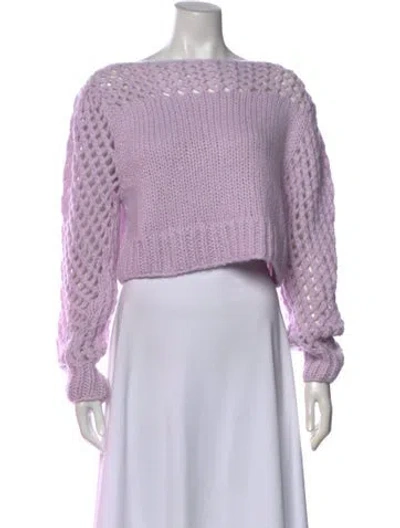 Pre-owned Loveshackfancy Baby Alpaca Bateau Neckline Sweater In Purple