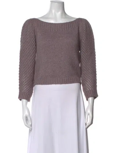 Pre-owned Loveshackfancy Baby Alpaca Bateau Neckline Sweater In Purple
