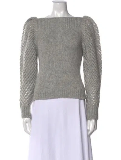 Pre-owned Loveshackfancy Baby Alpaca Bateau Neckline Sweater W/ Tags In Gray