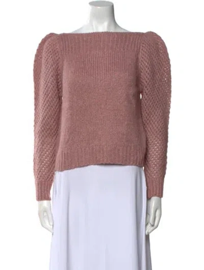 Pre-owned Loveshackfancy Baby Alpaca Bateau Neckline Sweater W/ Tags In Pink