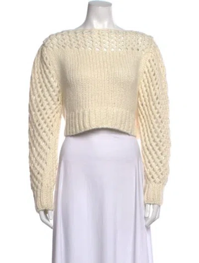 Pre-owned Loveshackfancy Baby Alpaca Bateau Neckline Sweater W/ Tags In White