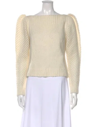 Pre-owned Loveshackfancy Baby Alpaca Bateau Neckline Sweater In White