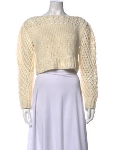 Pre-owned Loveshackfancy Baby Alpaca Bateau Neckline Sweater In White