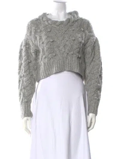 Pre-owned Loveshackfancy Baby Alpaca Crew Neck Sweater In Gray