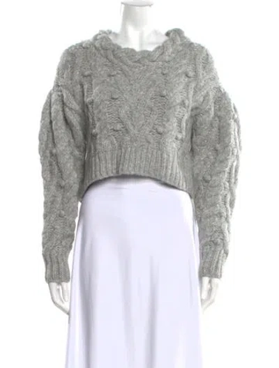 Pre-owned Loveshackfancy Baby Alpaca Crew Neck Sweater In Gray