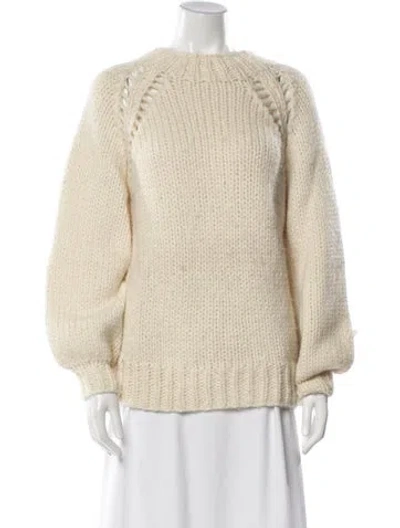 Pre-owned Loveshackfancy Baby Alpaca Crew Neck Sweater In Neutral
