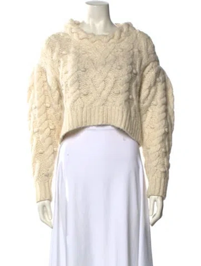 Pre-owned Loveshackfancy Baby Alpaca Crew Neck Sweater In Neutral