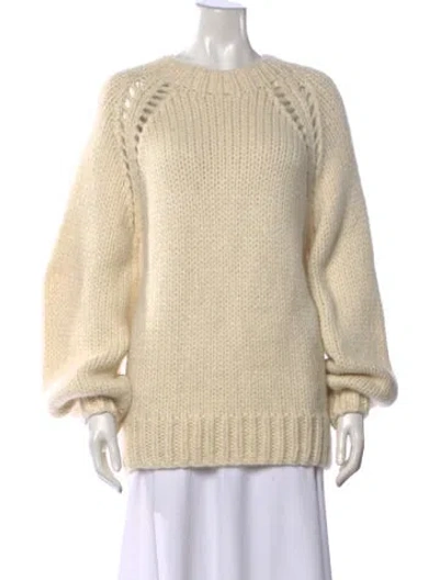 Pre-owned Loveshackfancy Baby Alpaca Crew Neck Sweater In Neutral