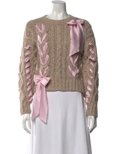 Pre-owned Loveshackfancy Baby Alpaca Crew Neck Sweater In Neutral