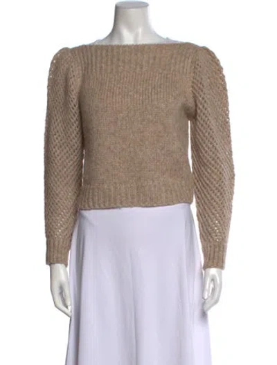 Pre-owned Loveshackfancy Baby Alpaca Crew Neck Sweater In Neutrals
