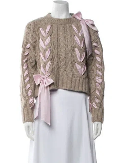 Pre-owned Loveshackfancy Baby Alpaca Crew Neck Sweater In Neutrals