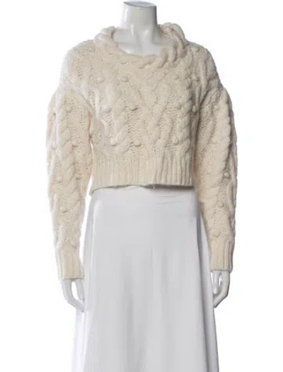 Pre-owned Loveshackfancy Baby Alpaca Crew Neck Sweater In Neutrals