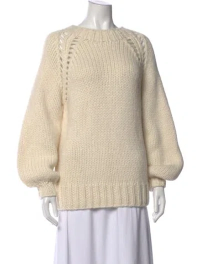 Pre-owned Loveshackfancy Baby Alpaca Crew Neck Sweater W/ Tags In Neutral