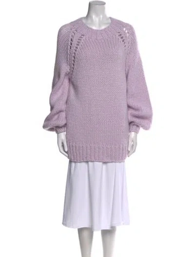 Pre-owned Loveshackfancy Baby Alpaca Crew Neck Sweater W/ Tags In Purple