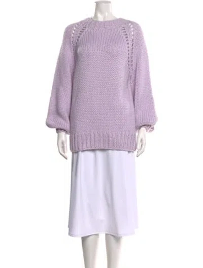 Pre-owned Loveshackfancy Baby Alpaca Crew Neck Sweater W/ Tags In Purple