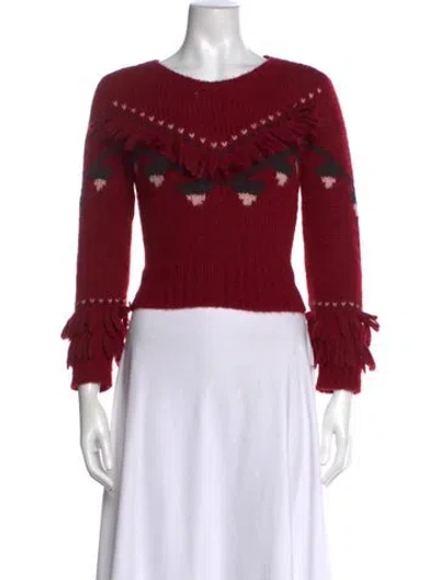 Pre-owned Loveshackfancy Baby Alpaca Floral Print Sweater In Red