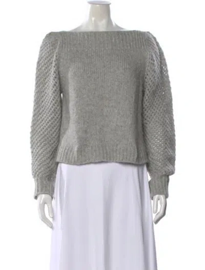 Pre-owned Loveshackfancy Baby Alpaca Off-the-shoulder Sweater In Gray