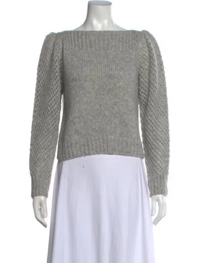 Pre-owned Loveshackfancy Baby Alpaca Off-the-shoulder Sweater In Grey
