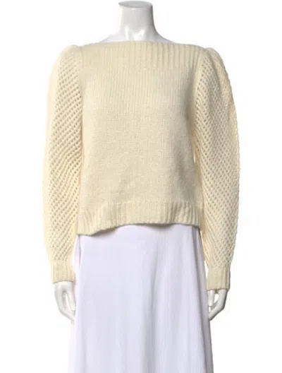 Pre-owned Loveshackfancy Baby Alpaca Off-the-shoulder Sweater In Neutrals