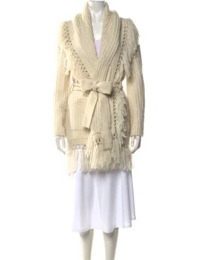 Pre-owned Loveshackfancy Baby Alpaca Open Front Sweater In Neutrals